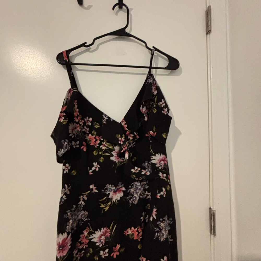 Iz Byer Black and Pink Asymmetrical Ruffled Maxi Dress - Picture 3 of 12